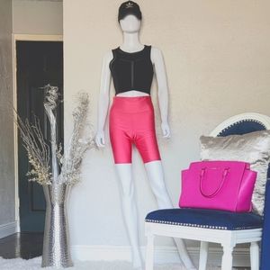 Pink Sheen Biker Shorts